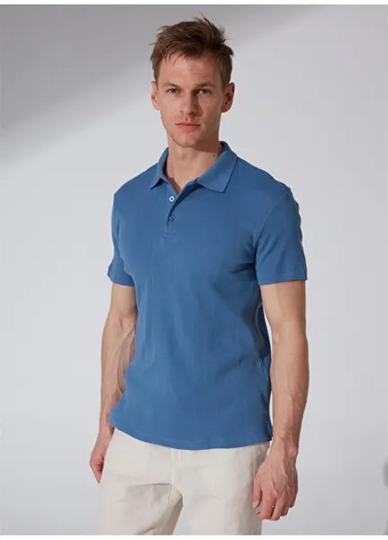 Простая мужская футболка цвета индиго с воротником поло Fabrika