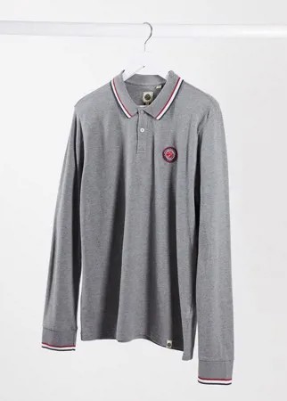 Серая футболка-поло с длинными рукавами Pretty Green Likeminded-Серый
