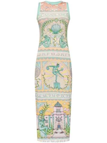 Casablanca платье макси с принтом Vase, розовый