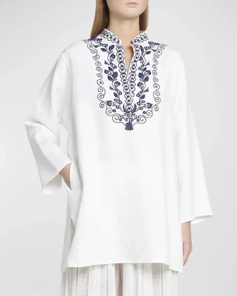 Блуза Cam Sophia с вышивкой Antigua Loro Piana, цвет 1000 White