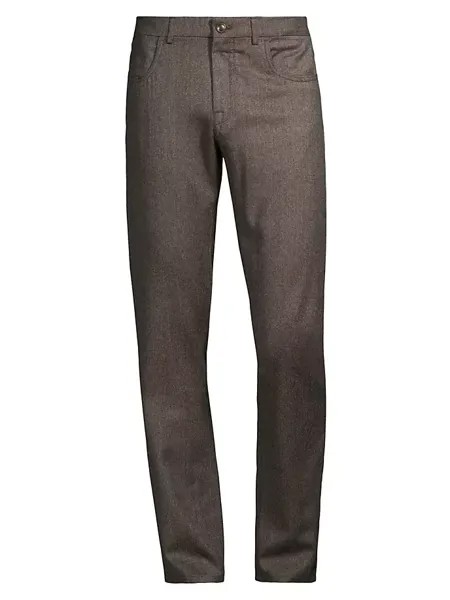 Фланелевые шерстяные брюки Canali, цвет dark tan