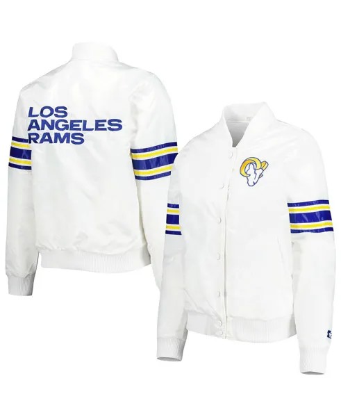 Женская белая атласная университетская куртка с застежкой Los Angeles Rams Line Up Starter, белый