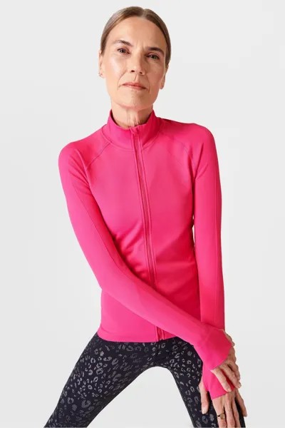 Двухслойная бесшовная тренировочная толстовка для спортсменов на молнии Sweaty Betty, розовый