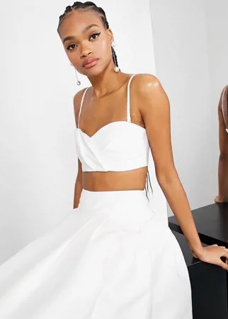 Свадебный бралетт цвета слоновой кости со складками ASOS EDITION-Белый