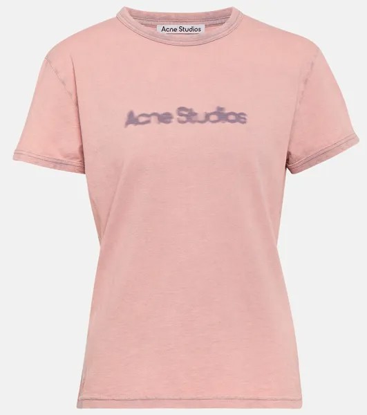 Футболка из хлопкового джерси с логотипом Acne Studios, фиолетовый