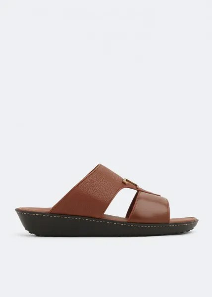 Сандалии TOD'S T leather sandals, коричневый