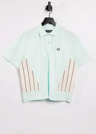 Ярко-голубая футболка-поло с текстильными вставками Fred Perry-Голубой