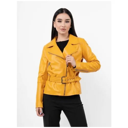 Кожаная куртка EL-EZER, размер M, желтый