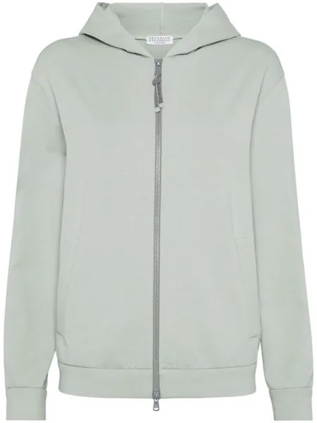 Brunello Cucinelli худи на молнии, зеленый