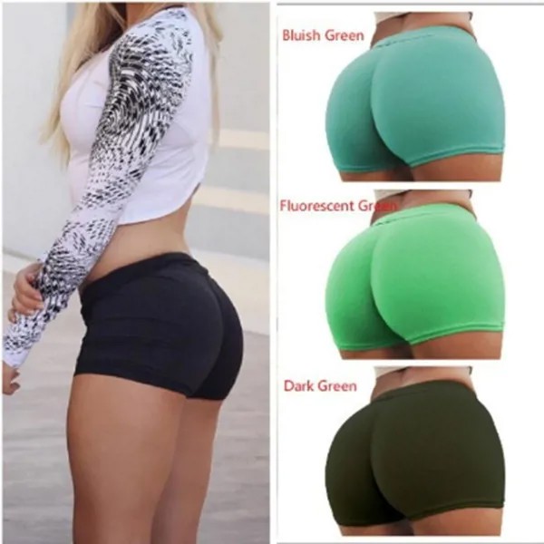 Женщины Slim Tight Пакет Бедра Шорты Высокая талия Спорт Йога Мини Тощий Фитнес Брюки Шорты Брюки