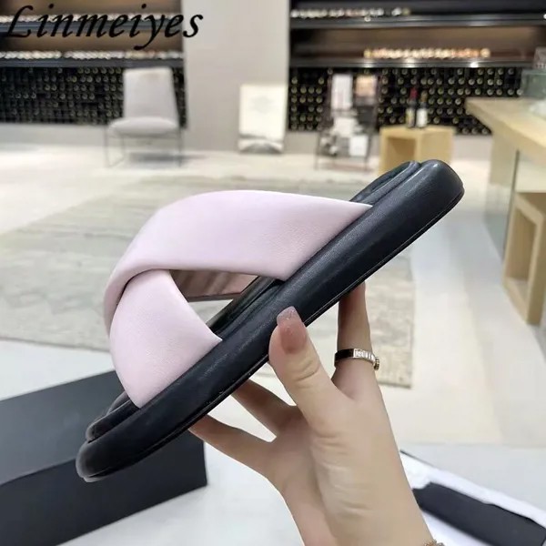 Мюли женские на платформе, нейлоновые шлепанцы на толстой подошве, с пряжкой, пляжные тапочки, сланцы, летняя модель