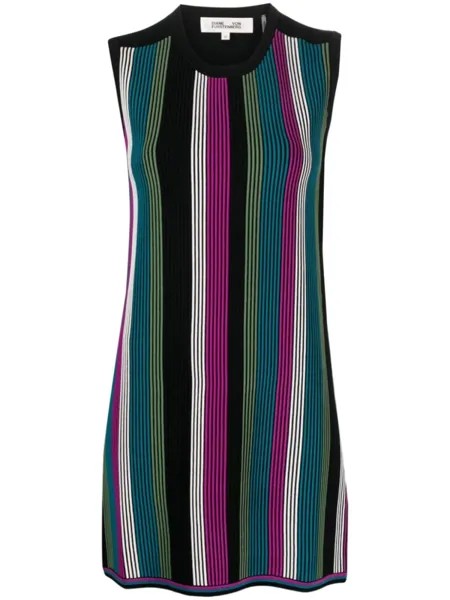 Платье мини Meta в полоску DVF Diane von Furstenberg, черный