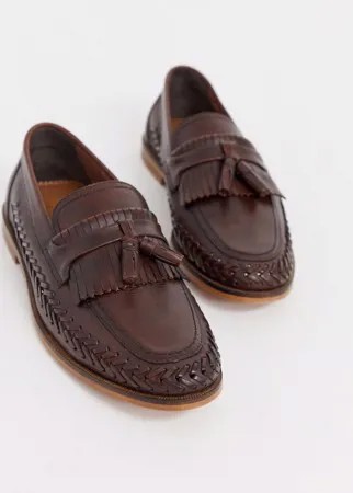 Коричневые кожаные лоферы WALK London Arrow-Коричневый