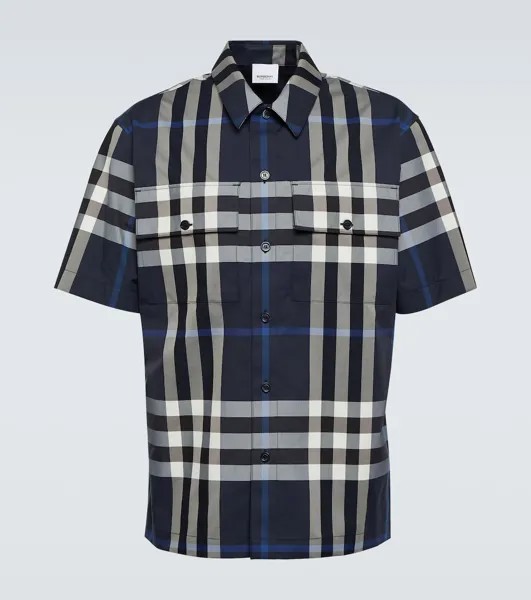 Рубашка из смесового хлопка в клетку Burberry, разноцветный