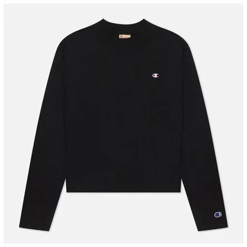 Женский лонгслив Champion Reverse Weave C Logo Cropped Custom Fit чёрный , Размер S