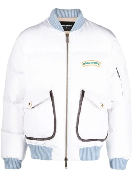 Dsquared2 дутый бомбер с логотипом, белый
