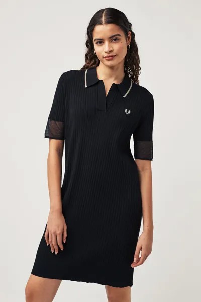 Трикотажная прозрачная рубашка с платьем с декоративной отделкой Fred Perry, черный