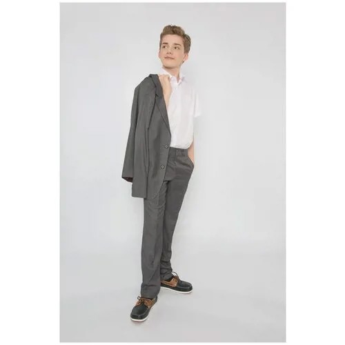 Школьные брюки Шалуны, классический стиль, карманы, размер 36, 158, серый