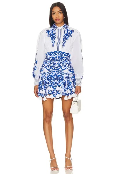 Платье мини Alice + Olivia Loryn Ember, цвет White & Sapphire
