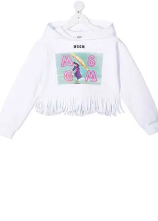 MSGM Kids худи с бахромой и логотипом