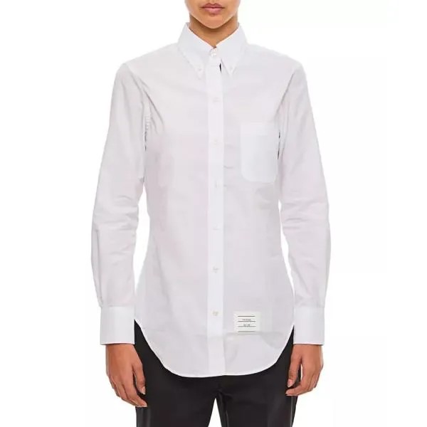 Футболка classic point collar poplin shirt Thom Browne, белый