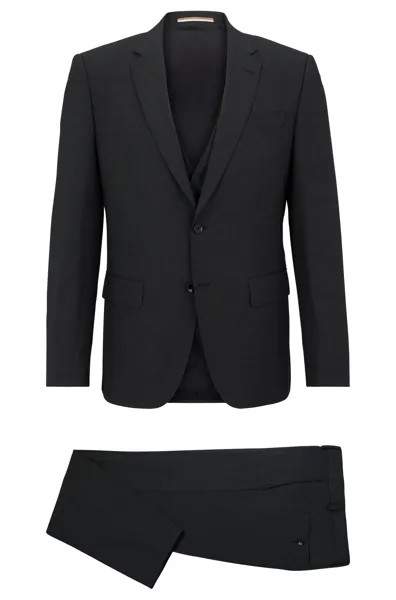 Костюм-тройка Hugo Boss Slim-fit In Stretch Virgin Wool, черный