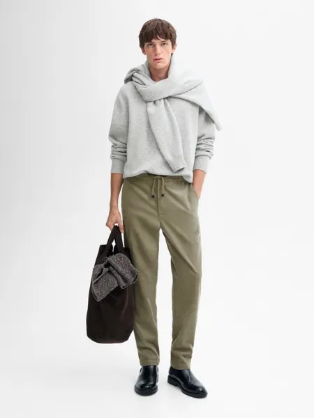 Вельветовые брюки-джоггеры Massimo Dutti, зеленый