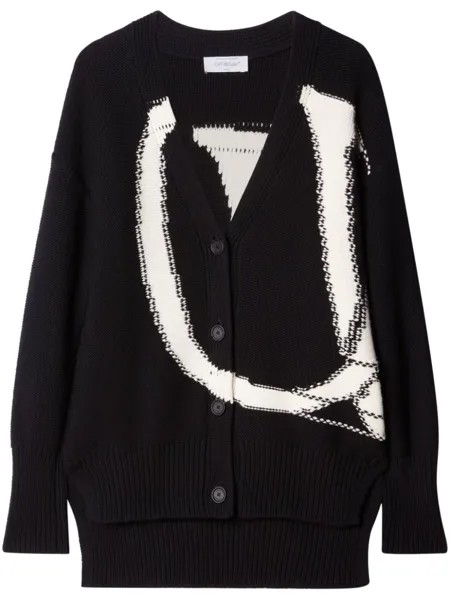 Off-White шерстяной кардиган с логотипом, черный