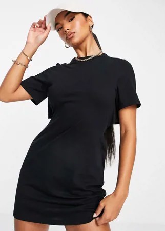 Черное платье-рубашка мини с открытой спиной ASOS DESIGN-Черный цвет