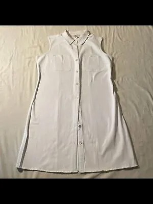 STYLE - COMPANY Женское белое джинсовое короткое платье-рубашка с застежкой на пуговицы спереди 14