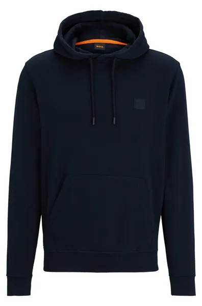 Толстовка Hugo Boss French-terry-cotton Hooded With Logo Patch, темно-синий