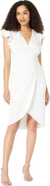 Платье Donna Morgan Wrap Midi with Ruffle Sleeve, слоновая кость