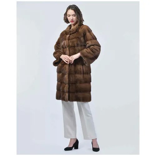 Пальто Manakas Frankfurt, норка, силуэт прямой, размер 38, коричневый