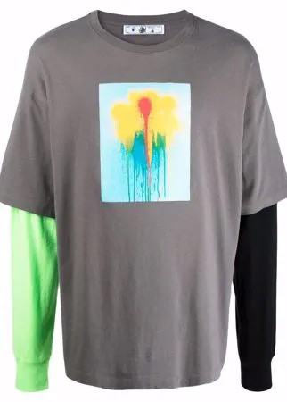 Off-White многослойная футболка с графичным принтом