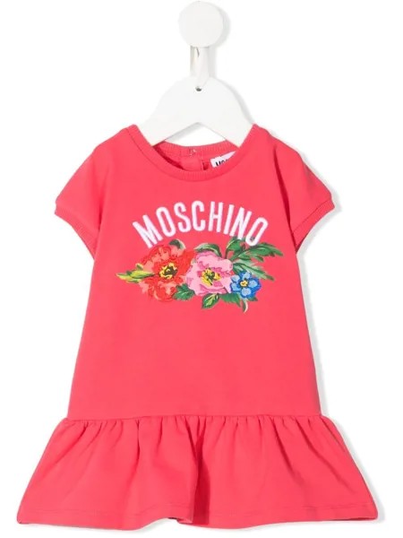 Moschino Kids платье-футболка с цветочным принтом и логотипом