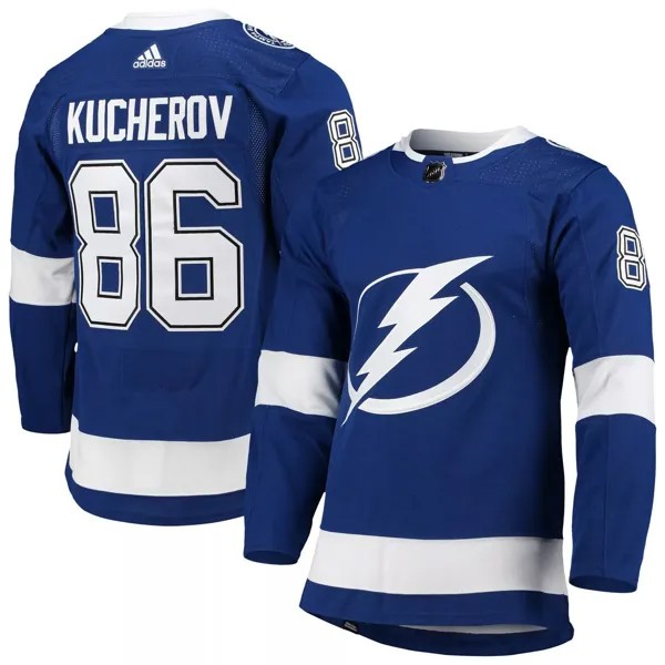 Мужская синяя майка Никита Кучеров Tampa Bay Lightning Home Primegreen Authentic Pro Player adidas