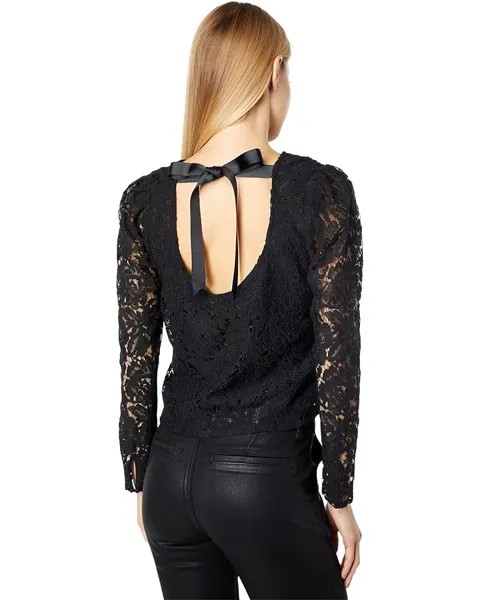 Топ 1.STATE Long Sleeve Open Back Tie Neck Top, цвет Rich Black