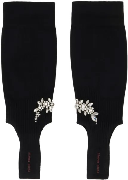 Черные носки со штрипками с цветочными гроздьями Simone Rocha