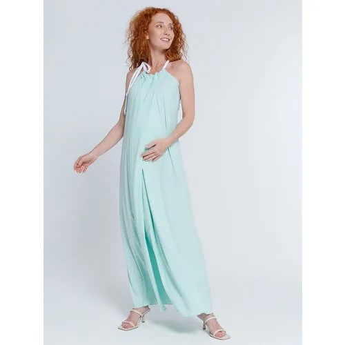 Платье-майка вискоза, повседневное, свободный силуэт, макси, размер 42-44, зеленый
