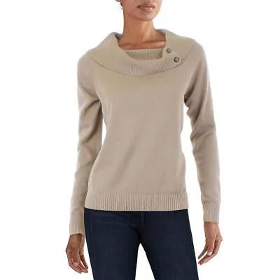 Женский светло-коричневый вязаный пуловер с воротником-хомутом Lauren Ralph Lauren M BHFO 9873
