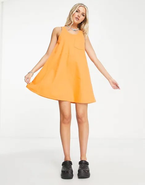 Оранжевое свободное платье из денима COLLUSION