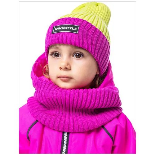 Комплект шапка и снуд Nikastyle 12м11222, ментол/светло-розовый, размер 54+