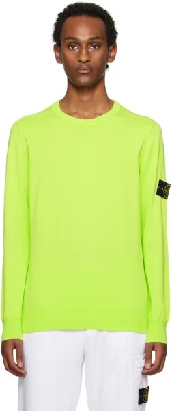 Зеленый свитер с нашивками Stone Island, цвет Lemon