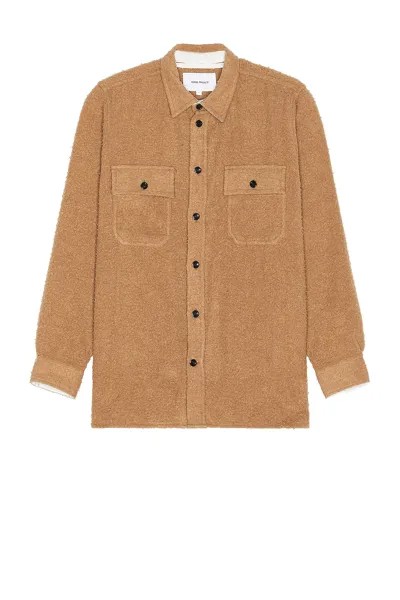 Рубашка Norse Projects Silas Textured Cotton Wool Overshirt, кэмел