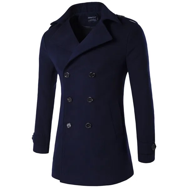 Новое высококачественное Мужское пальто, мужское двубортное шерстяное пальто, шерстяная ветровка