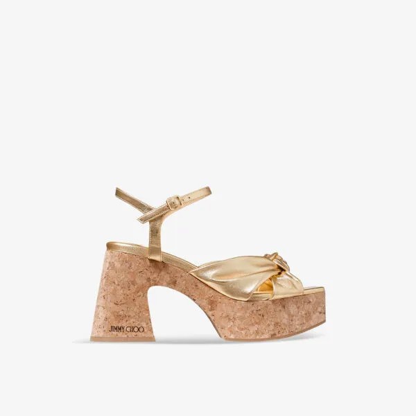 Босоножки Heloise 95 из кожи на платформе Jimmy Choo, золотой