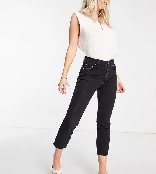 Черные выбеленные джинсы зауженного кроя в винтажном стиле с классической талией ASOS DESIGN Petite-Черный
