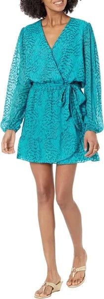 Платье Alfie Long Sleeve Romper Lilly Pulitzer, цвет Teal Bay Silk Swirl