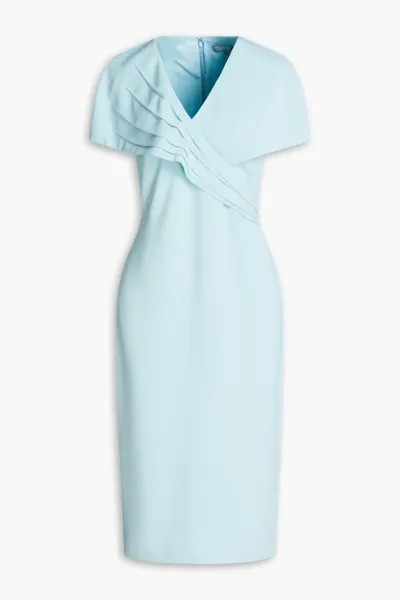 Плиссированное платье миди из крепа Badgley Mischka, голубое небо