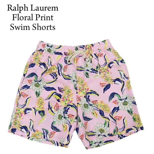 Купальник Polo Ralph Lauren с цветочным принтом Aloha, шорты для плавания — тропический принт — розовый